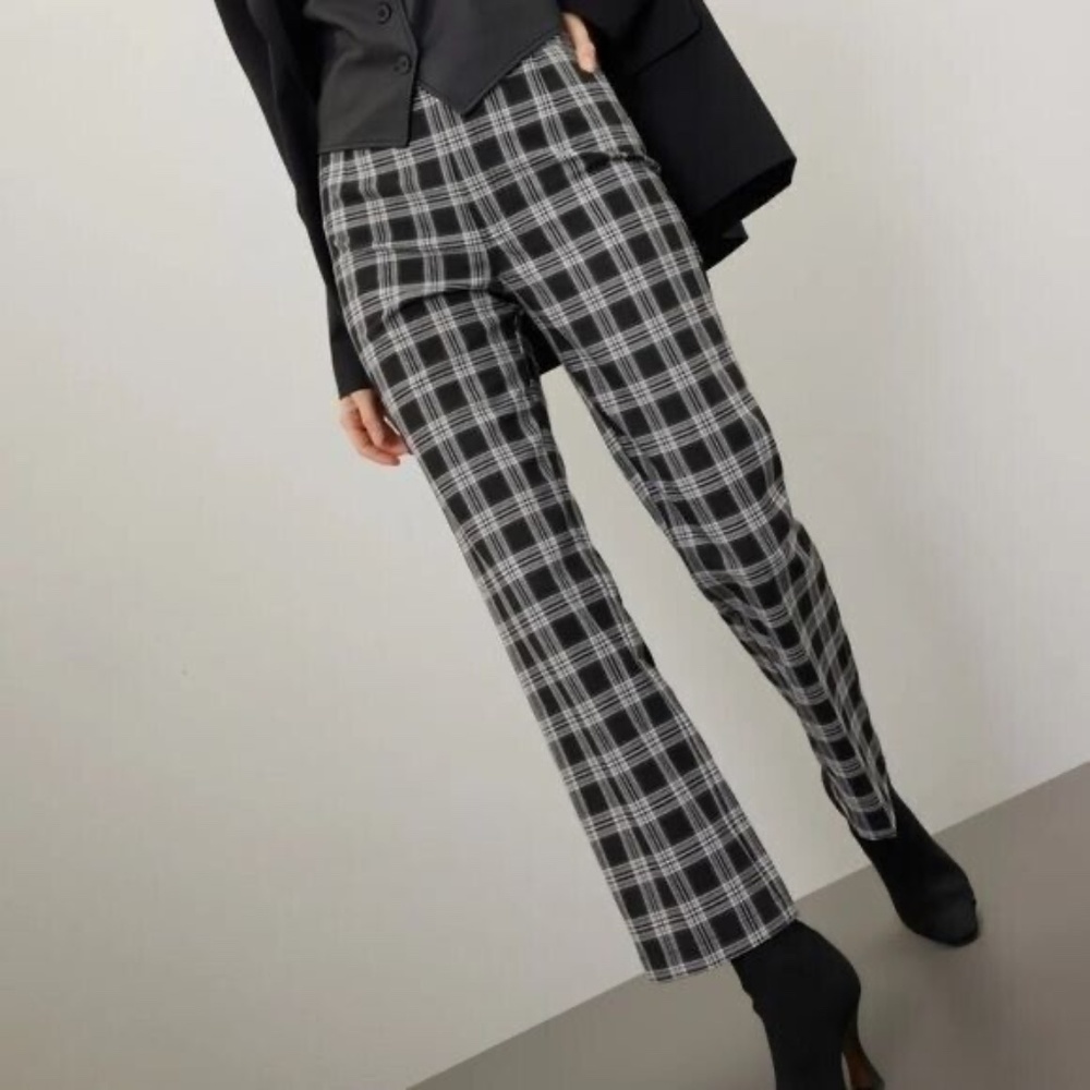 Reformation Franklin Pant in Black and White Plaid - Sz 0